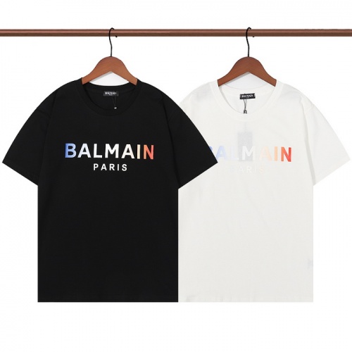 Replica Balmain T-Shirts Short Sleeved For Unisex #985818 $25.00 USD for Wholesale