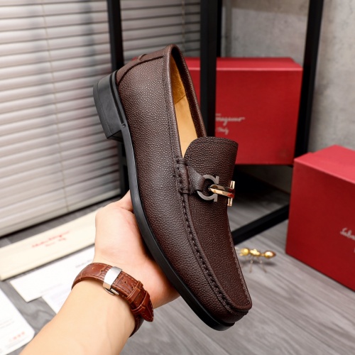 Replica Salvatore Ferragamo Leather Shoes For Men #988156 $92.00 USD for Wholesale