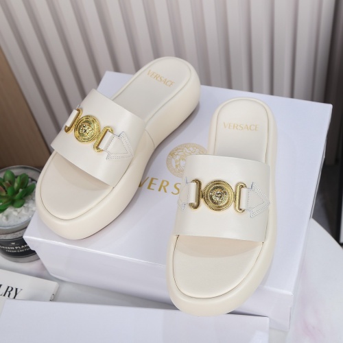 Replica Versace Slippers For Women #989591 $82.00 USD for Wholesale