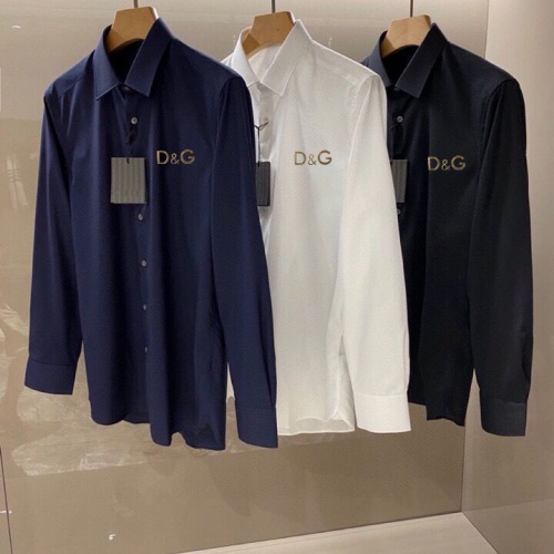 Replica Dolce & Gabbana D&G Shirts Long Sleeved For Men #994198 $56.00 USD for Wholesale