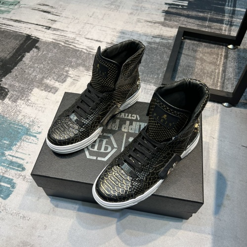 Replica Philipp Plein PP High Tops Shoes For Men #996734 $112.00 USD for Wholesale