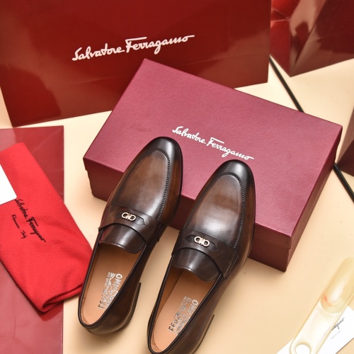 Replica Salvatore Ferragamo Leather Shoes For Men #996736 $98.00 USD for Wholesale