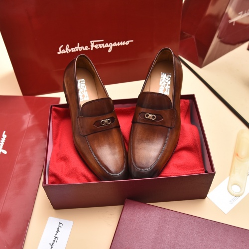 Replica Salvatore Ferragamo Leather Shoes For Men #996736 $98.00 USD for Wholesale