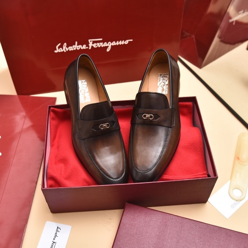 Replica Salvatore Ferragamo Leather Shoes For Men #996737 $98.00 USD for Wholesale