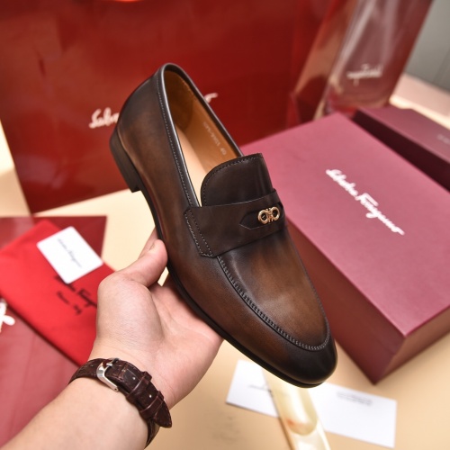 Replica Salvatore Ferragamo Leather Shoes For Men #996737 $98.00 USD for Wholesale