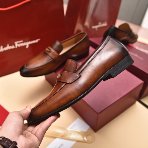 Replica Salvatore Ferragamo Leather Shoes For Men #996739 $98.00 USD for Wholesale