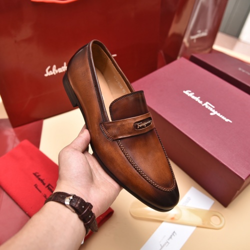 Replica Salvatore Ferragamo Leather Shoes For Men #996739 $98.00 USD for Wholesale