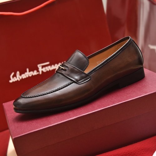 Replica Salvatore Ferragamo Leather Shoes For Men #996740 $98.00 USD for Wholesale