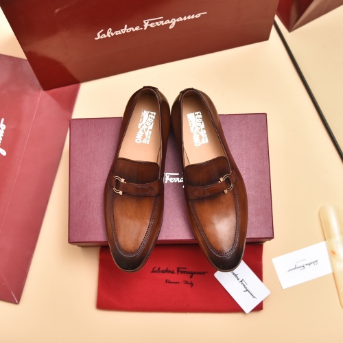 Replica Salvatore Ferragamo Leather Shoes For Men #996747 $98.00 USD for Wholesale