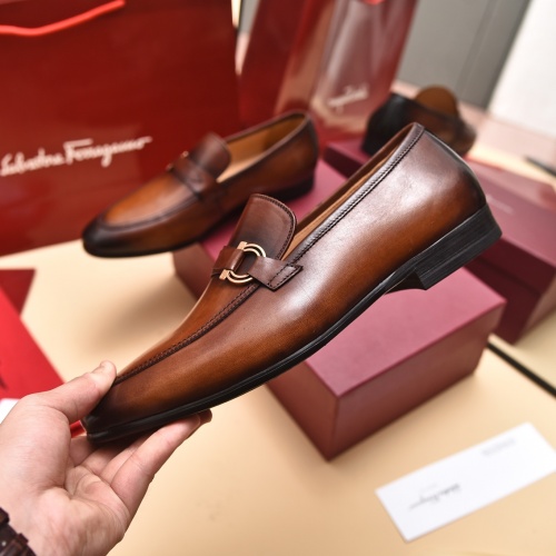 Replica Salvatore Ferragamo Leather Shoes For Men #996747 $98.00 USD for Wholesale