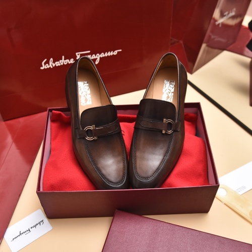 Replica Salvatore Ferragamo Leather Shoes For Men #996748 $98.00 USD for Wholesale