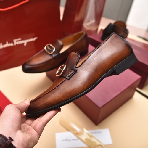 Replica Salvatore Ferragamo Leather Shoes For Men #996758 $98.00 USD for Wholesale