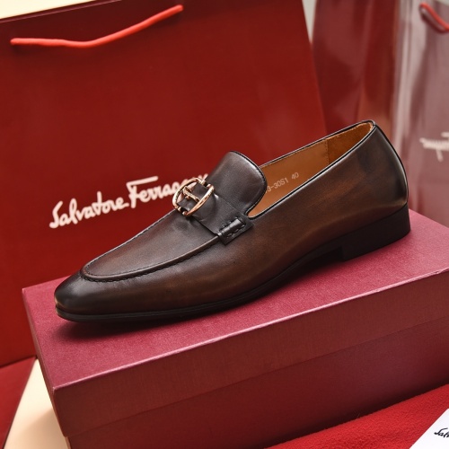 Replica Salvatore Ferragamo Leather Shoes For Men #996759 $98.00 USD for Wholesale