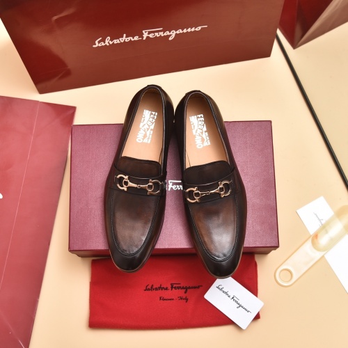 Replica Salvatore Ferragamo Leather Shoes For Men #996760 $98.00 USD for Wholesale