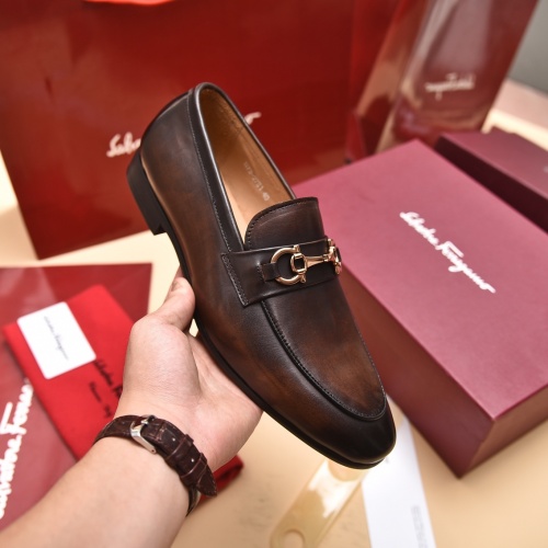 Replica Salvatore Ferragamo Leather Shoes For Men #996760 $98.00 USD for Wholesale