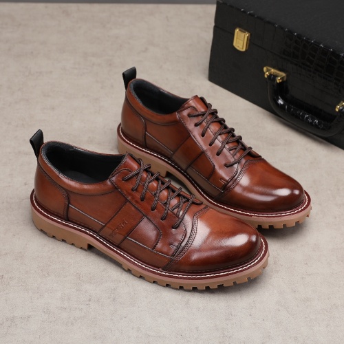 Replica Prada Leather Shoes For Men #997654 $85.00 USD for Wholesale