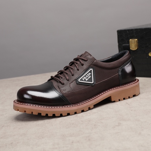 Replica Prada Leather Shoes For Men #997657 $85.00 USD for Wholesale
