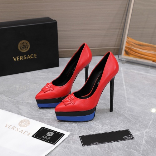 Versace High-Heeled Shoes For Women #1007366 $128.00 USD, Wholesale Replica Versace High-Heeled Shoes