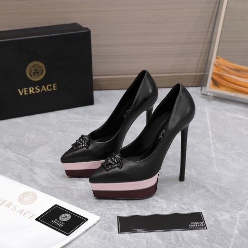 Versace High-Heeled Shoes For Women #1007369 $128.00 USD, Wholesale Replica Versace High-Heeled Shoes