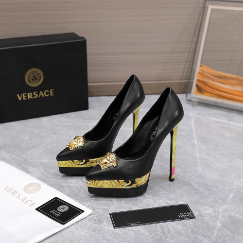 Versace High-Heeled Shoes For Women #1007370 $128.00 USD, Wholesale Replica Versace High-Heeled Shoes