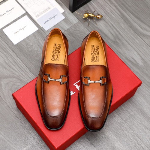 Replica Salvatore Ferragamo Leather Shoes For Men #1016350 $85.00 USD for Wholesale