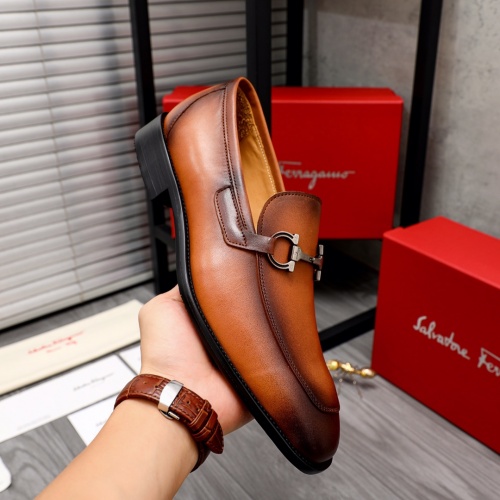 Replica Salvatore Ferragamo Leather Shoes For Men #1016350 $85.00 USD for Wholesale