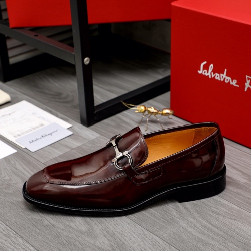Replica Salvatore Ferragamo Leather Shoes For Men #1016351 $85.00 USD for Wholesale