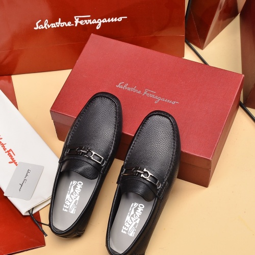 Replica Salvatore Ferragamo Leather Shoes For Men #1016989 $80.00 USD for Wholesale
