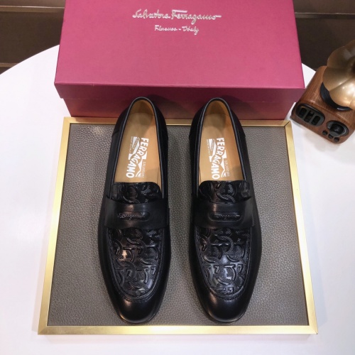 Replica Salvatore Ferragamo Leather Shoes For Men #1022575 $98.00 USD for Wholesale