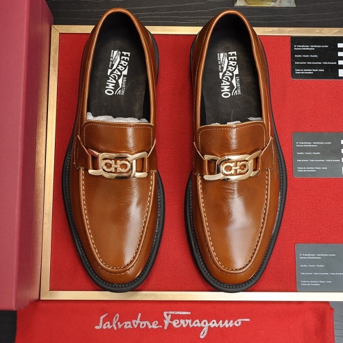 Replica Salvatore Ferragamo Leather Shoes For Men #1023150 $112.00 USD for Wholesale