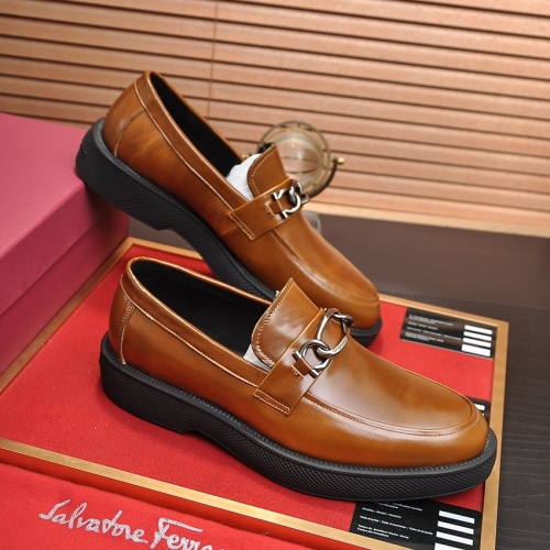 Replica Salvatore Ferragamo Leather Shoes For Men #1023153 $112.00 USD for Wholesale