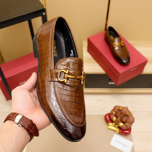 Replica Salvatore Ferragamo Leather Shoes For Men #1026866 $80.00 USD for Wholesale