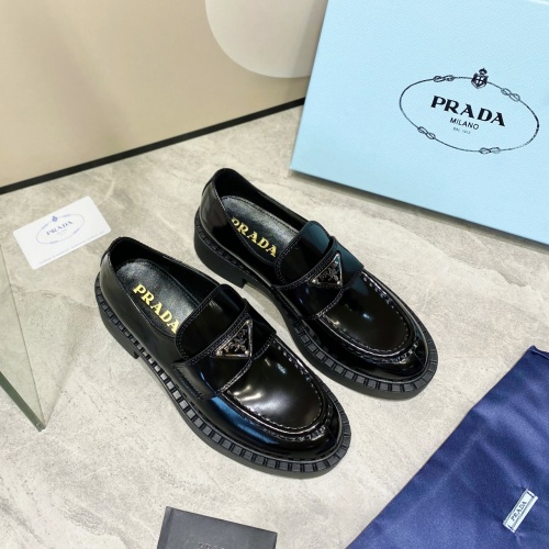 Replica Prada Leather Shoes For Women #1027079 $85.00 USD for Wholesale