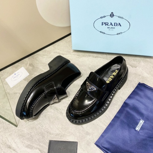 Replica Prada Leather Shoes For Women #1027079 $85.00 USD for Wholesale