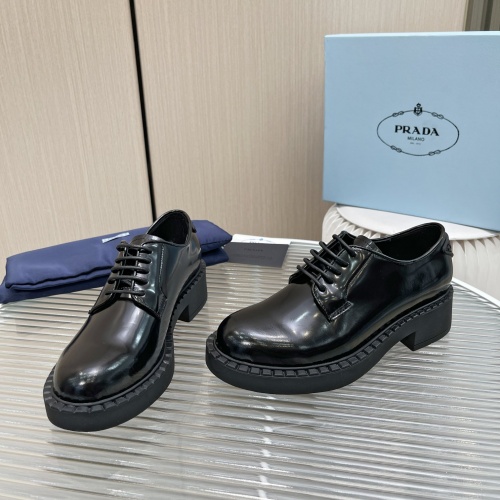 Replica Prada Leather Shoes For Women #1027081 $92.00 USD for Wholesale