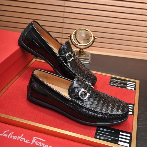 Replica Salvatore Ferragamo Leather Shoes For Men #1028780 $85.00 USD for Wholesale