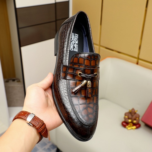 Replica Salvatore Ferragamo Leather Shoes For Men #1029850 $98.00 USD for Wholesale