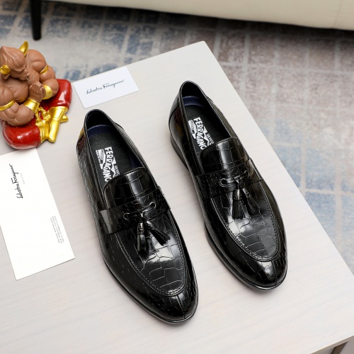 Replica Salvatore Ferragamo Leather Shoes For Men #1029851 $98.00 USD for Wholesale