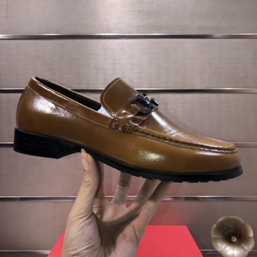Replica Salvatore Ferragamo Leather Shoes For Men #1033236 $88.00 USD for Wholesale