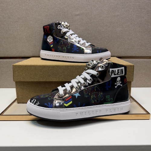 Replica Philipp Plein PP High Tops Shoes For Men #1033672 $82.00 USD for Wholesale