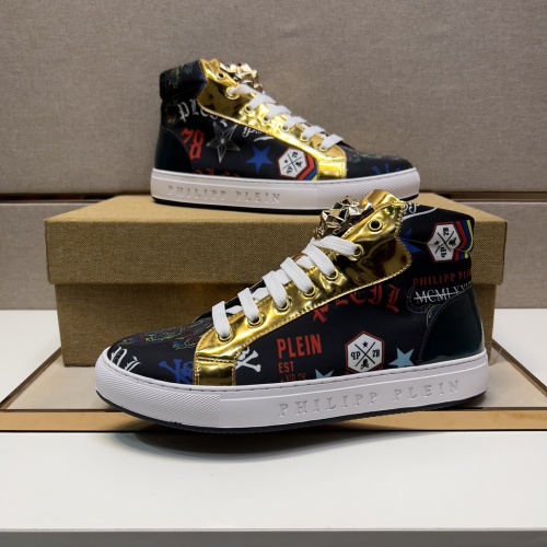 Replica Philipp Plein PP High Tops Shoes For Men #1033673 $82.00 USD for Wholesale