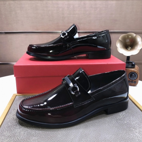 Replica Salvatore Ferragamo Leather Shoes For Men #1034545 $88.00 USD for Wholesale