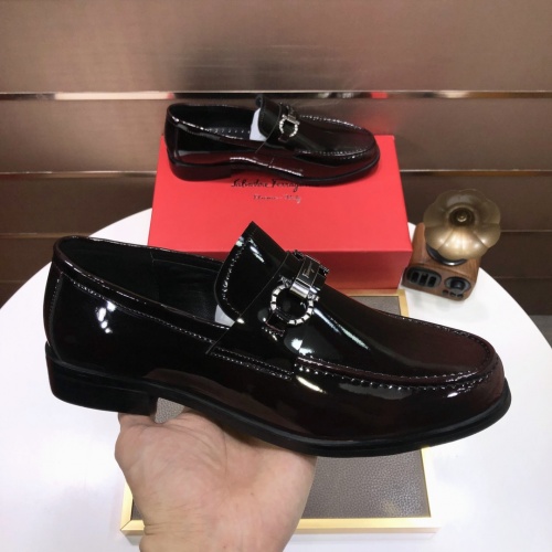 Replica Salvatore Ferragamo Leather Shoes For Men #1034547 $88.00 USD for Wholesale