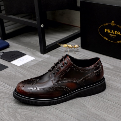Replica Prada Leather Shoes For Men #1035387 $102.00 USD for Wholesale
