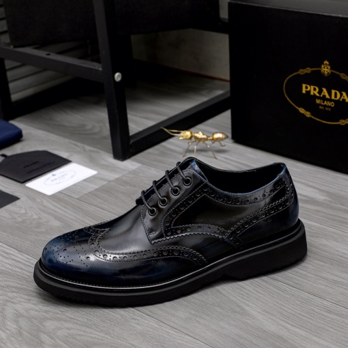 Replica Prada Leather Shoes For Men #1035388 $102.00 USD for Wholesale