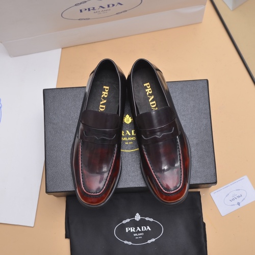 Replica Prada Leather Shoes For Men #1040085 $102.00 USD for Wholesale