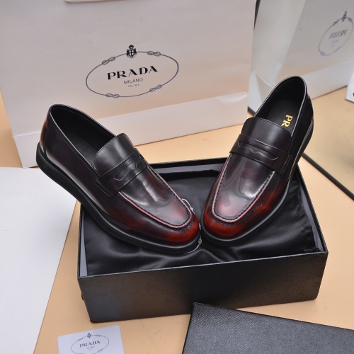 Replica Prada Leather Shoes For Men #1040085 $102.00 USD for Wholesale