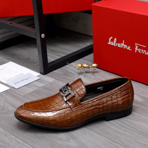 Replica Salvatore Ferragamo Leather Shoes For Men #1042211 $80.00 USD for Wholesale