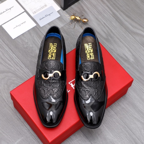 Replica Salvatore Ferragamo Leather Shoes For Men #1042403 $85.00 USD for Wholesale