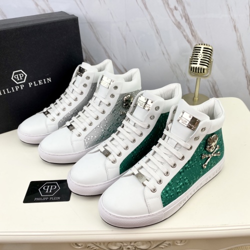 Replica Philipp Plein PP High Tops Shoes For Men #1042413 $85.00 USD for Wholesale